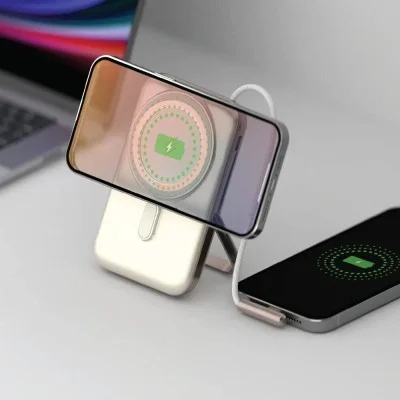 Smart Premium Magsafe Magnetic 20W- 10000 Mah Wireless Powerbank - Beige